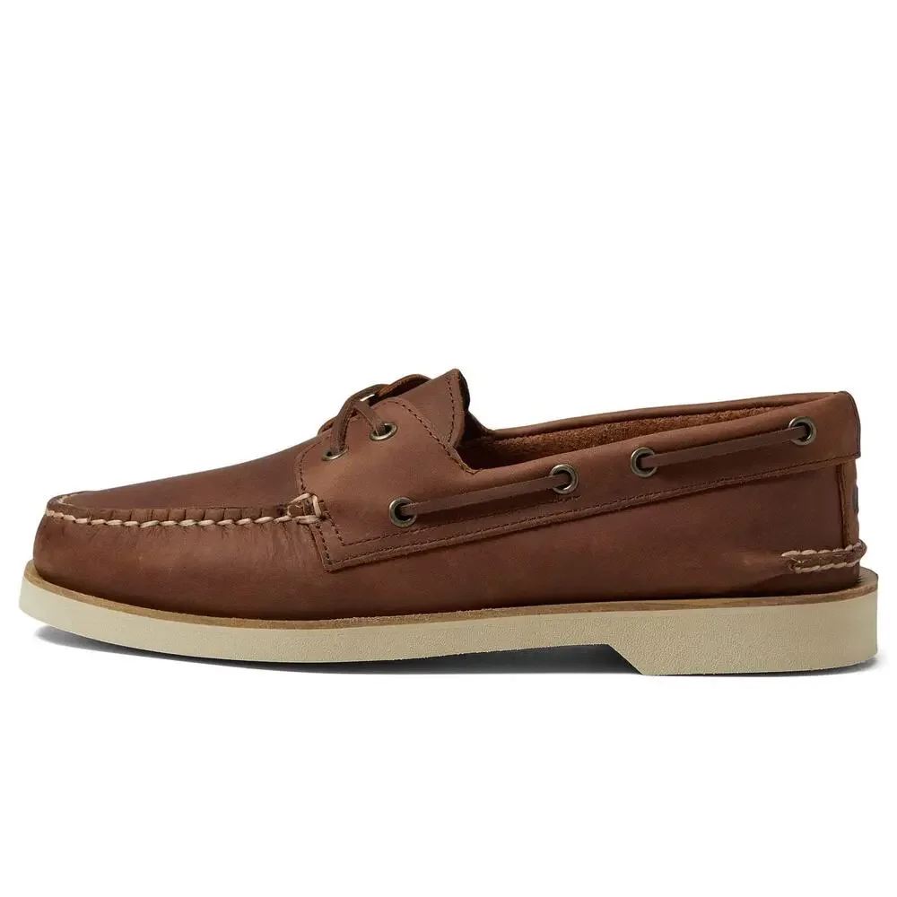 SPERRY MEN'S AUTHENTIC ORIGINAL 2-EYE DOUBLE SOLE BOAT SHOE, DARK TAN, 10 W